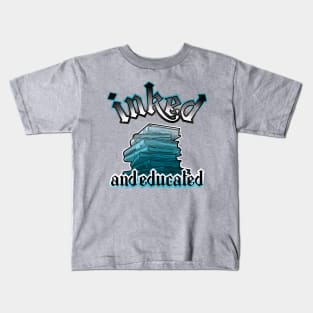 inked and educated aqua blue books Kids T-Shirt